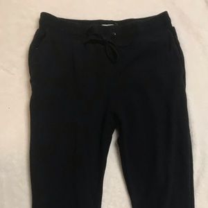 black sweatpants with black drawstring